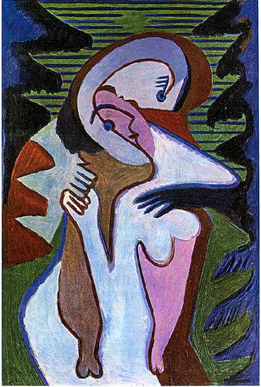 Ernst Ludwig Kirchner Lovers (The kiss)